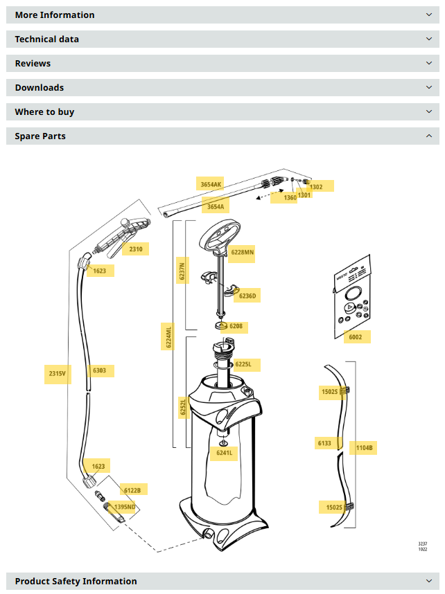 Sample MESTO Spare Parts Drawing