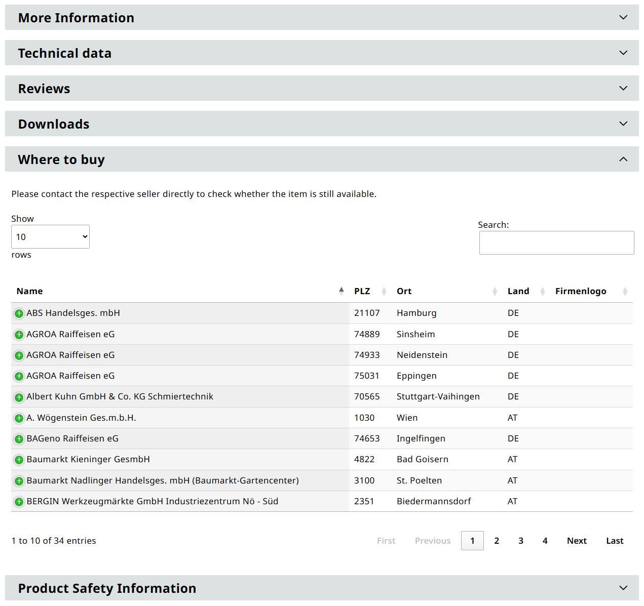 Examples of retailers that carry the product
