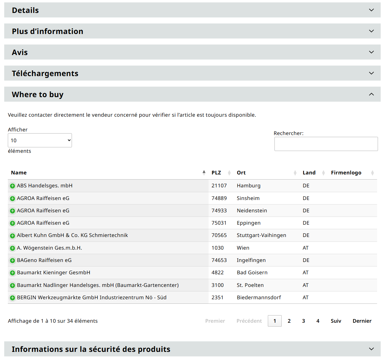Exemples de revendeurs proposant ce produit
